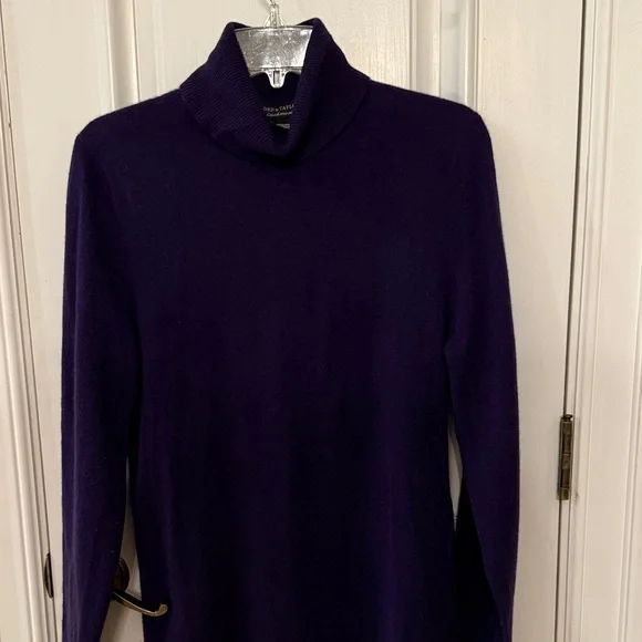 Cashmere Lord & Taylor Deep Purple Turtleneck Sweater - Picture 9 of 11